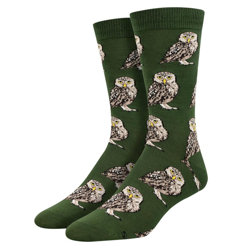 Socksmith Men's Bamboo Burrowing Owl Socks GREEN