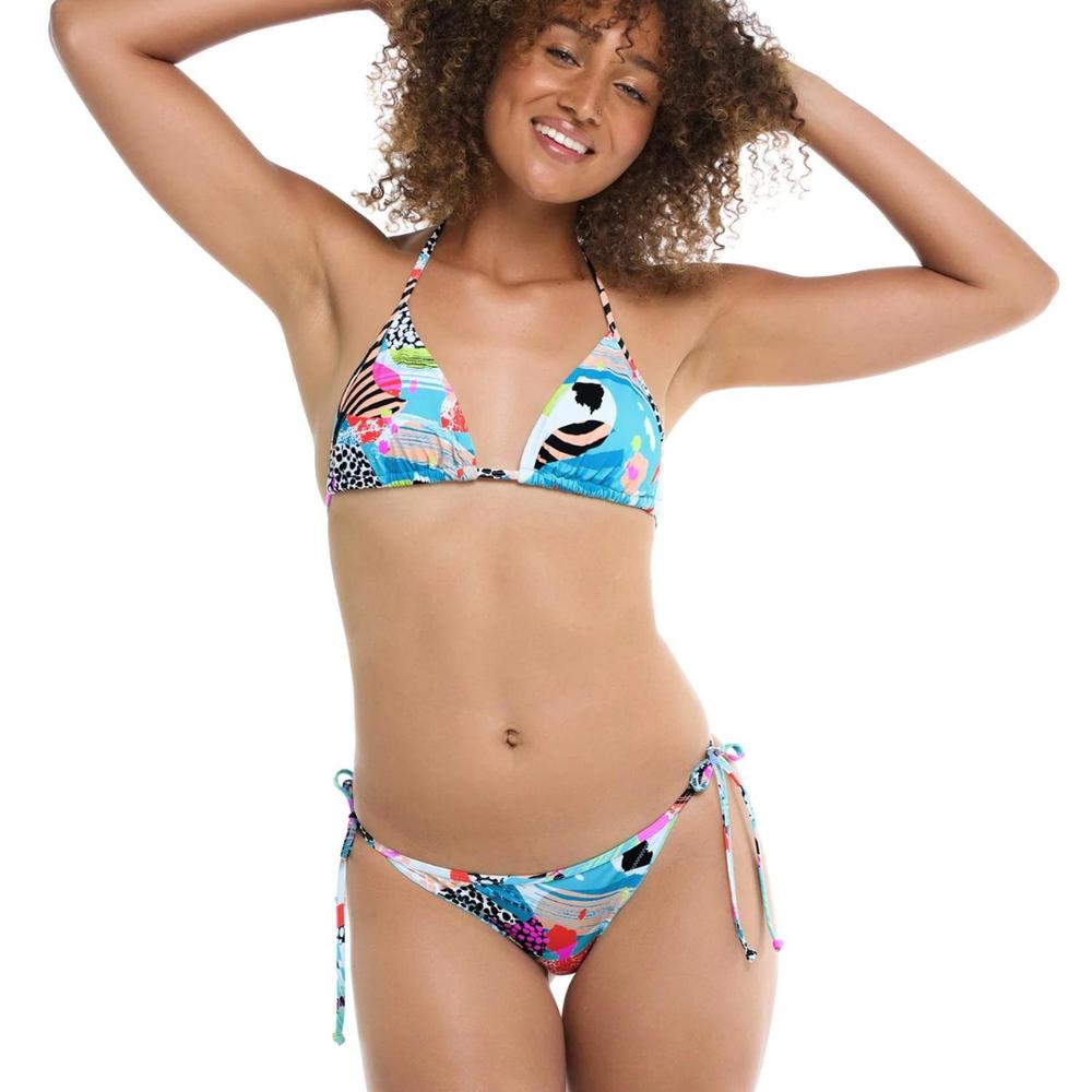 Eidon Women's Tiki Tie Side Cheeky Bikini Bottom Swimsuit MULTI