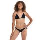 Eidon Women's Solid Leah High Cut V-Front Tie Side Cheeky Bikini Bottom Swimsuit BLACKLICORICE