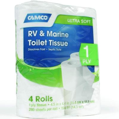 Camco RV / Marine 1-Ply Toilet Tissue, 4-pack