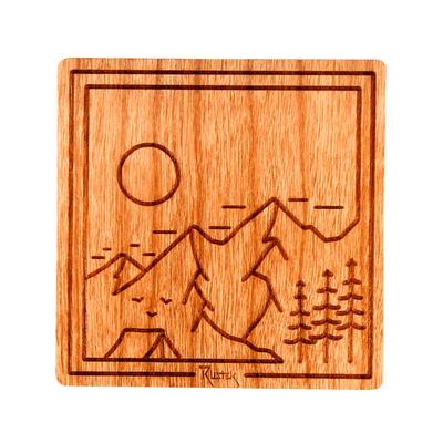 Rustek Base Camp Square Wood Sticker
