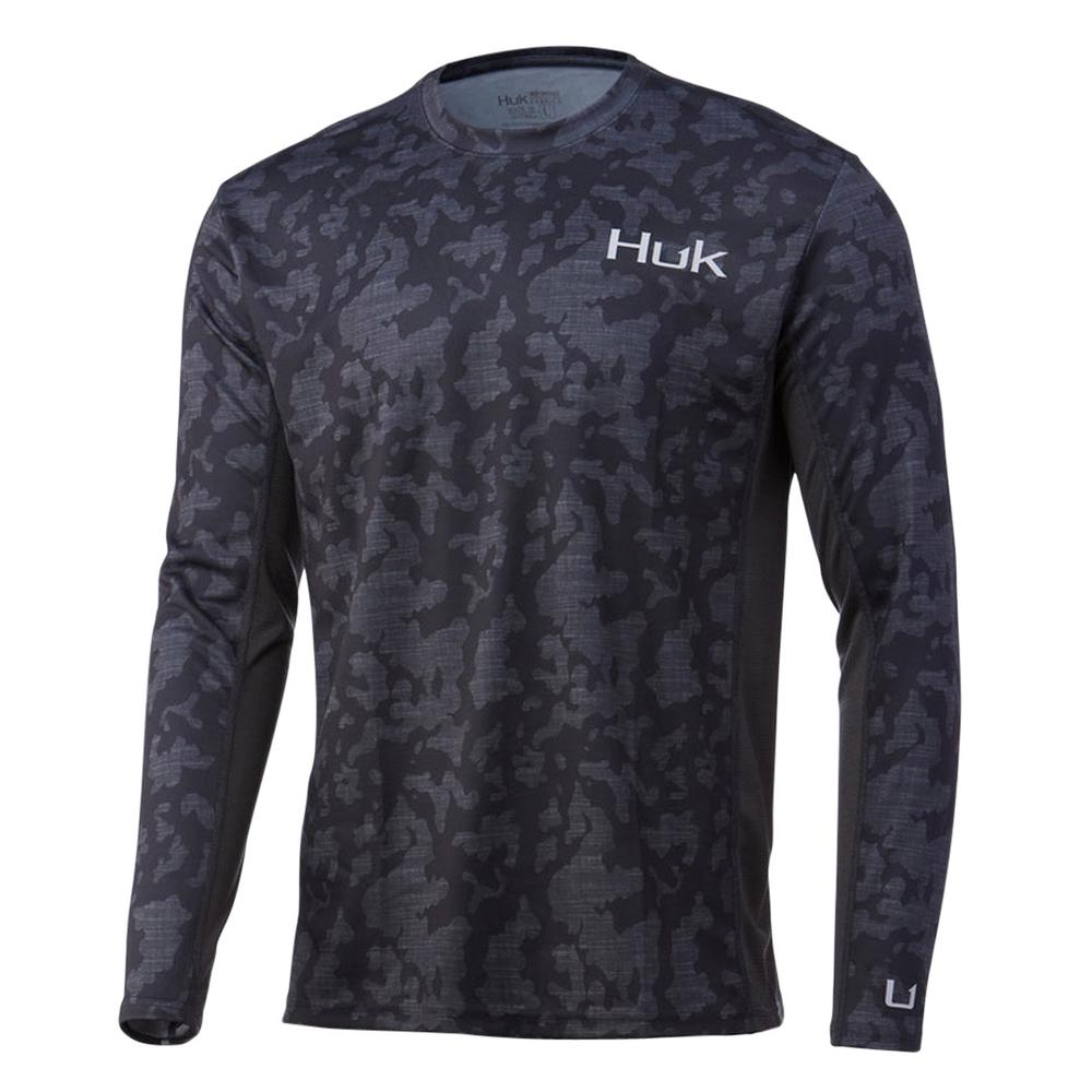 Huk Men's Icon x Running Lakes Shirt, Large, Volcanic Ash