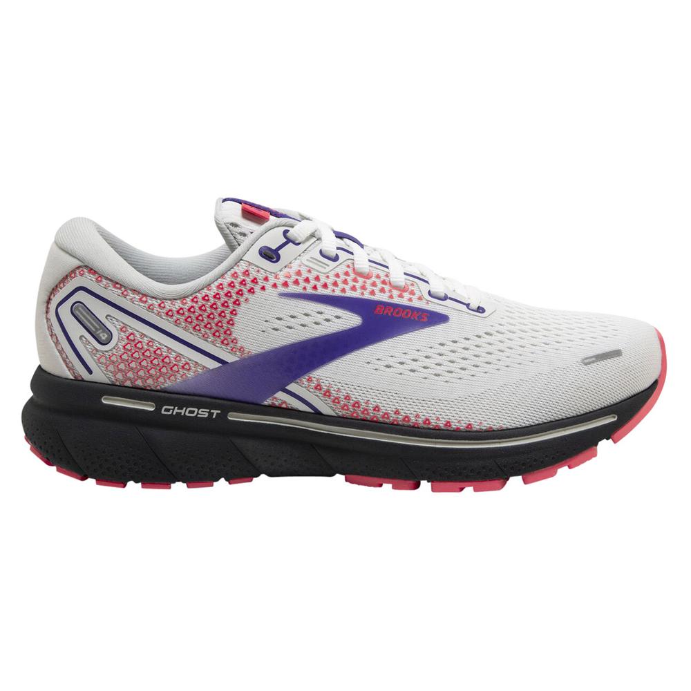 Brooks Women's Ghost 14 Running Shoes WHITE/PURPLE/CORAL