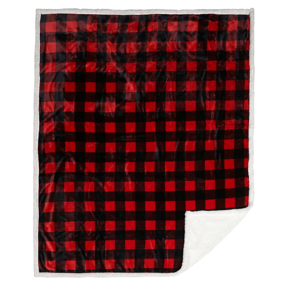  Carstens Lumberjack Red Plaid Plush Throw Blanket
