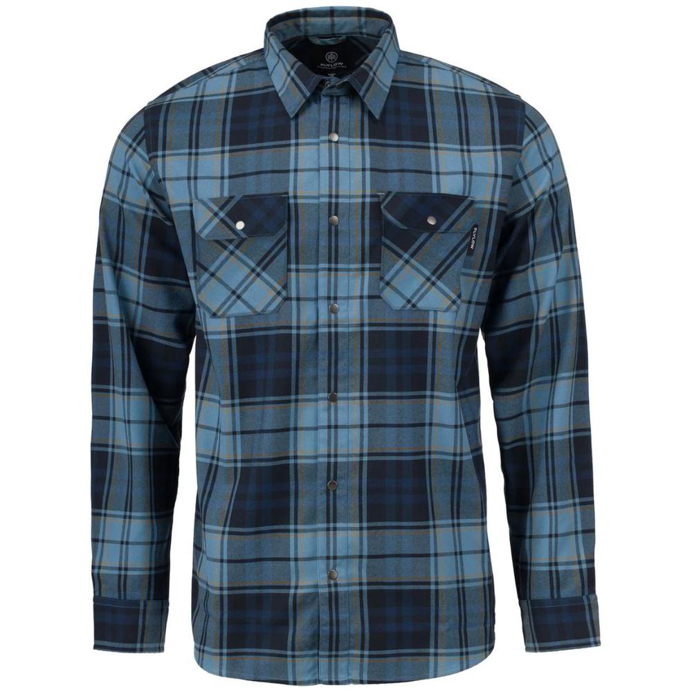 Flylow Men's Handlebar Tech Flannel Shirts OCEAN/BLACKPLAID