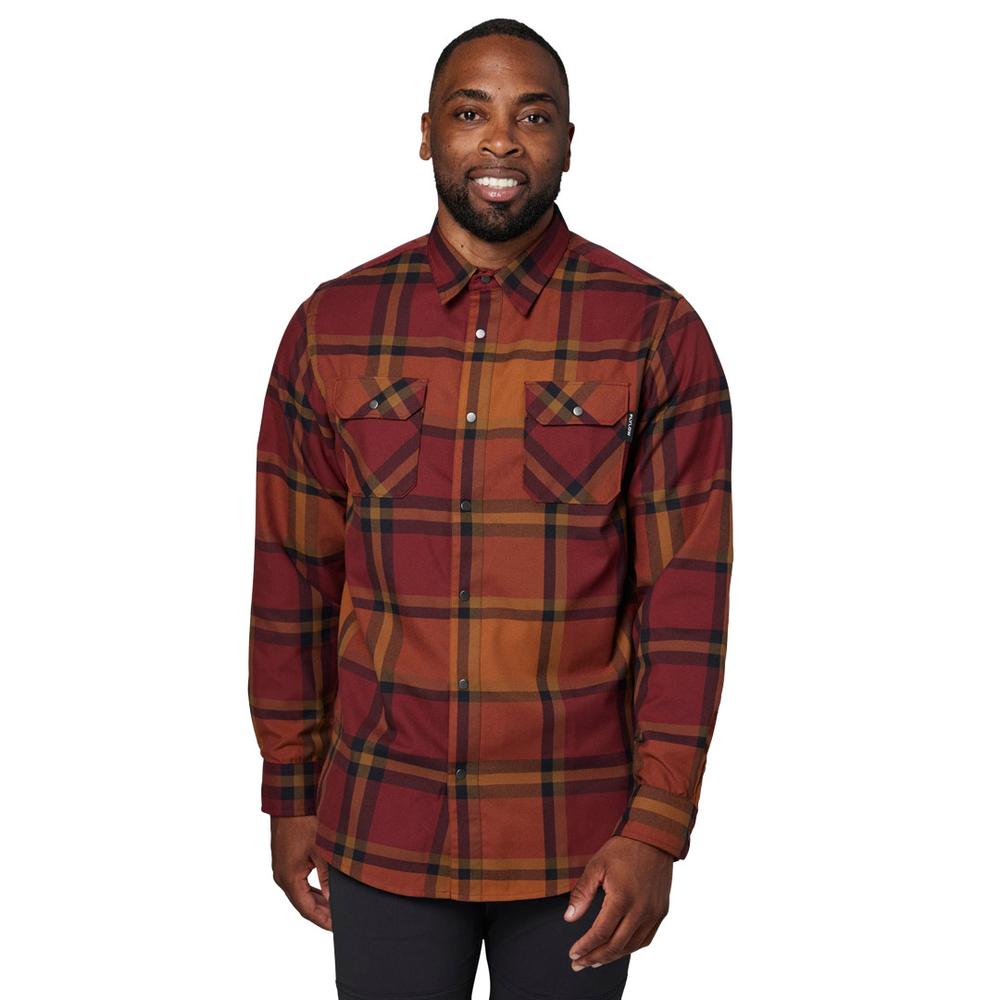 Flylow Men's Handlebar Tech Flannel Shirts REDWOOD/COPPER