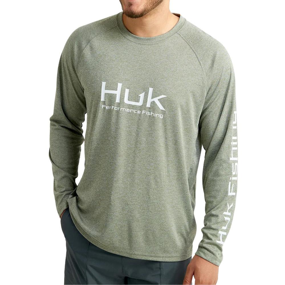 Huk Vented Pursuit Crew HEATHERMOSS