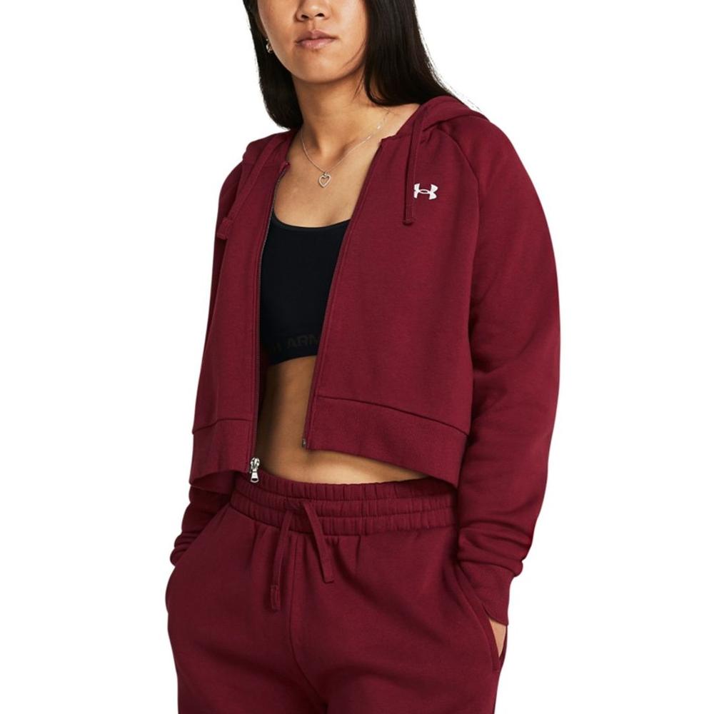 Under Armour Women's UA Rival Full Zip Cropped Fleece CARDINALWHITE