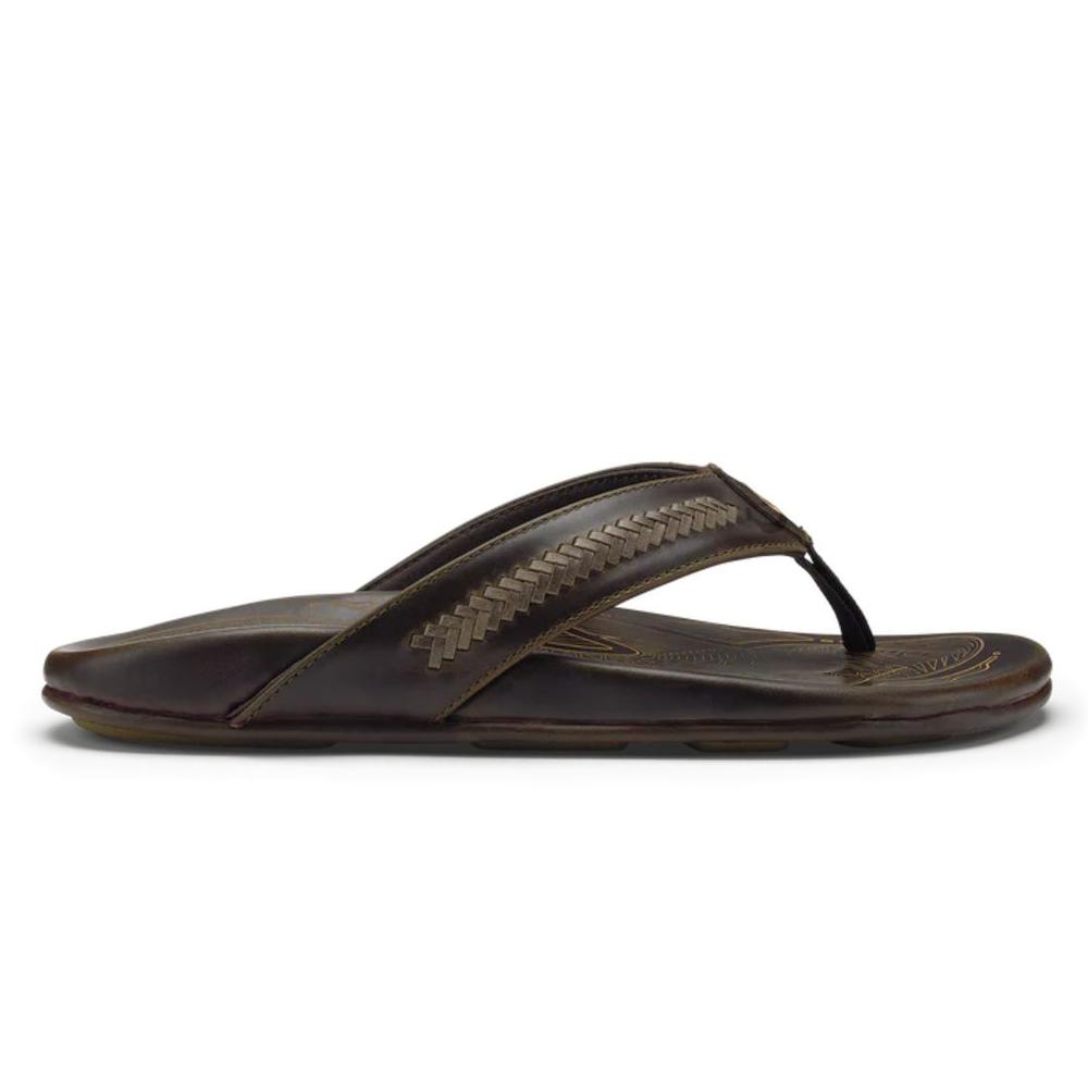 OluKai Men's Mea Ola Mano Leather Sandals DKJAVA/MUSTANG