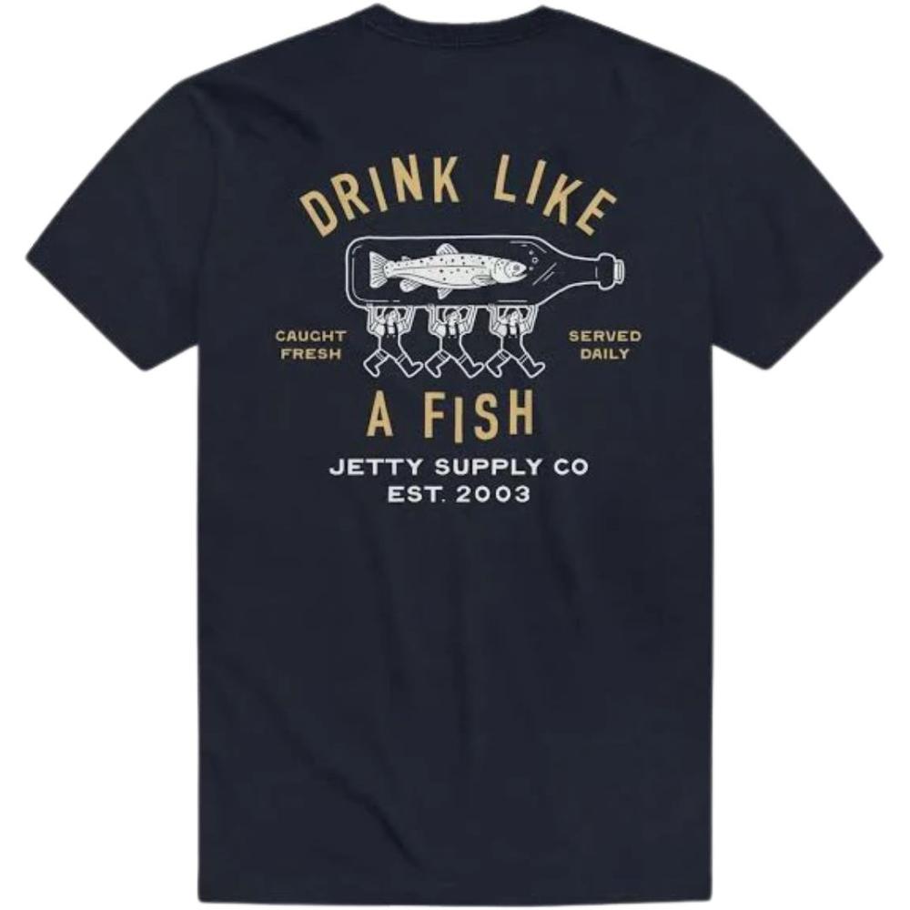 Jetty Unisex Bottle Service Tee - Navy NAVY