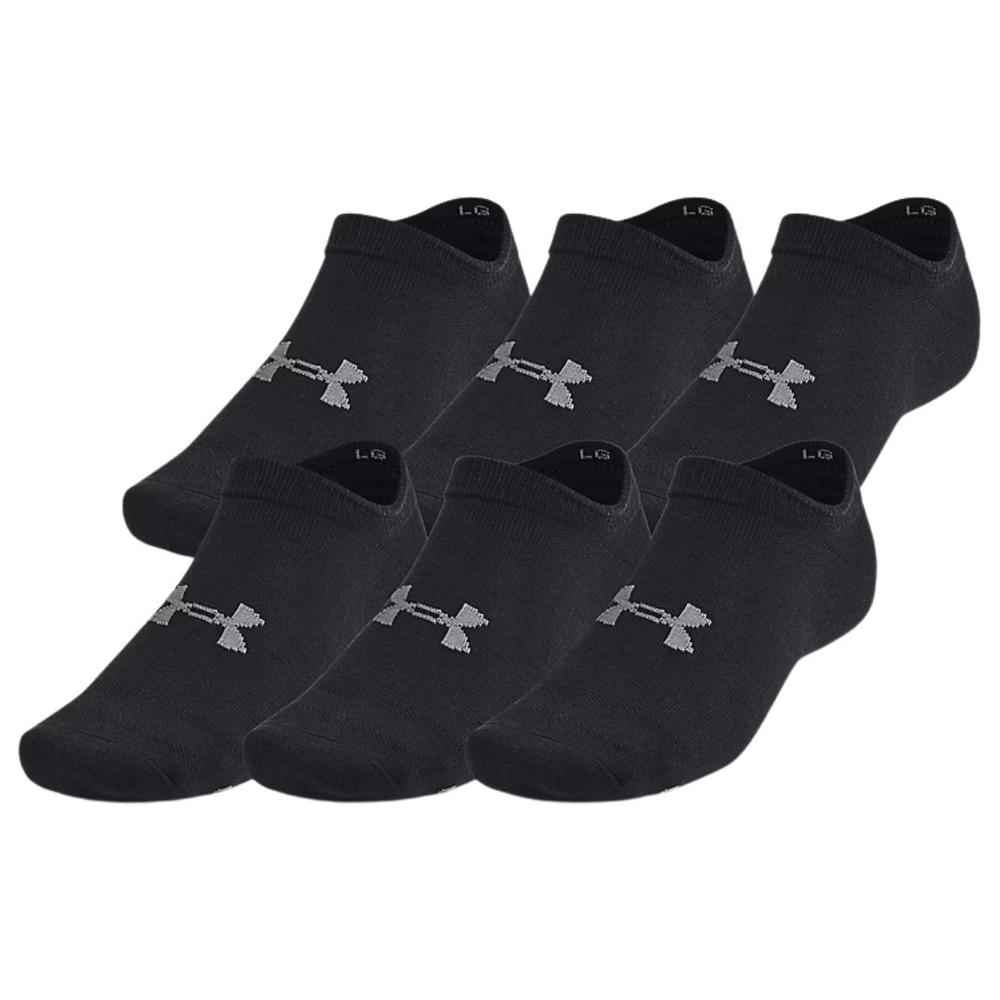 Under Armour UA Essential Unisex 6-Pack No-Show Socks BLACKBLACKCASTLEROCK