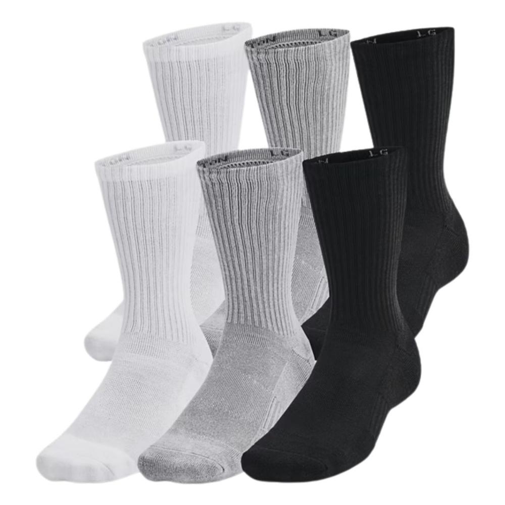 Under Armour Unisex UA Training Cotton Crew Socks (6-Pack) STEELWHITEBLACK
