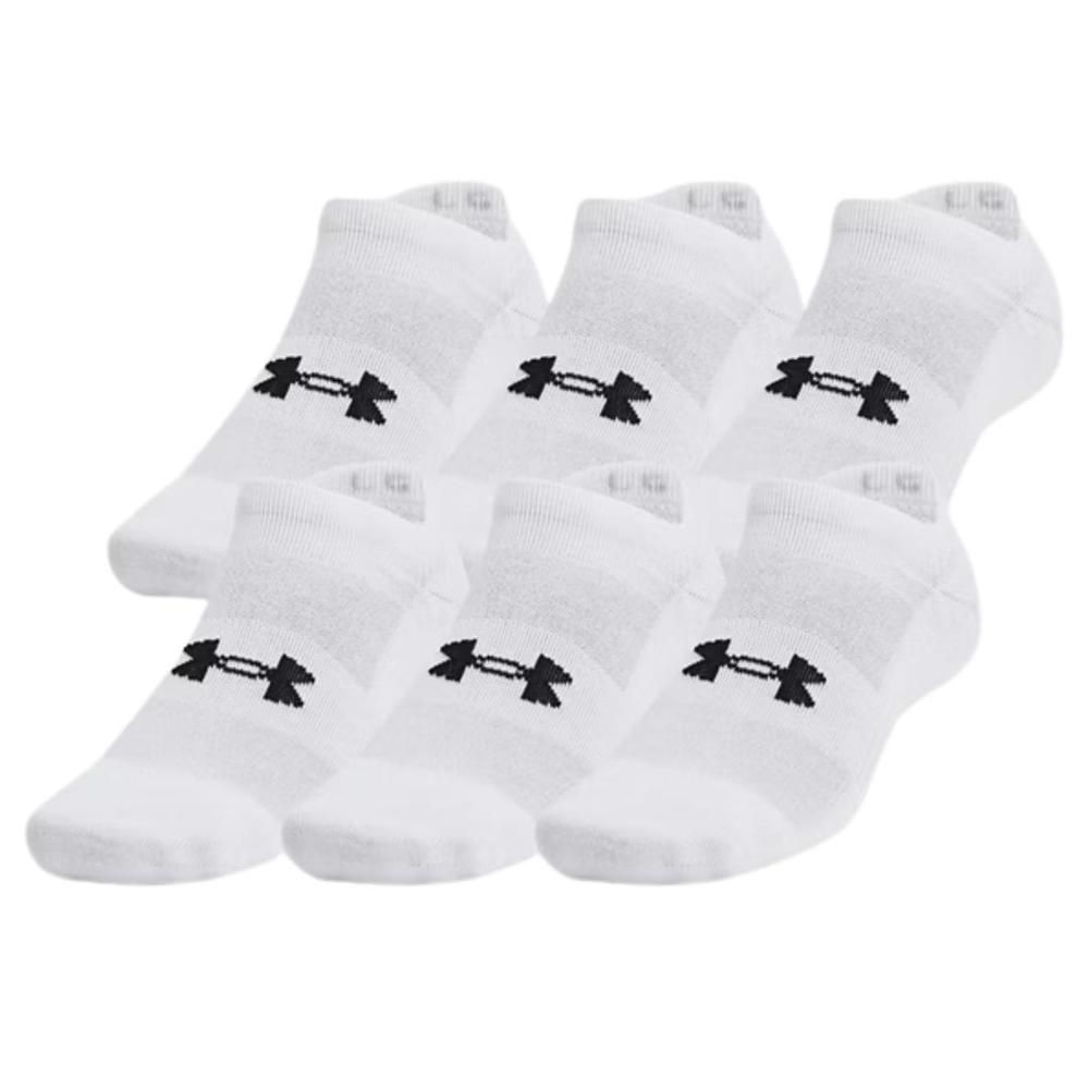 Under Armour Unisex UA Training Cotton No Show Socks (6-Pack) WHITEWHITEBLACK
