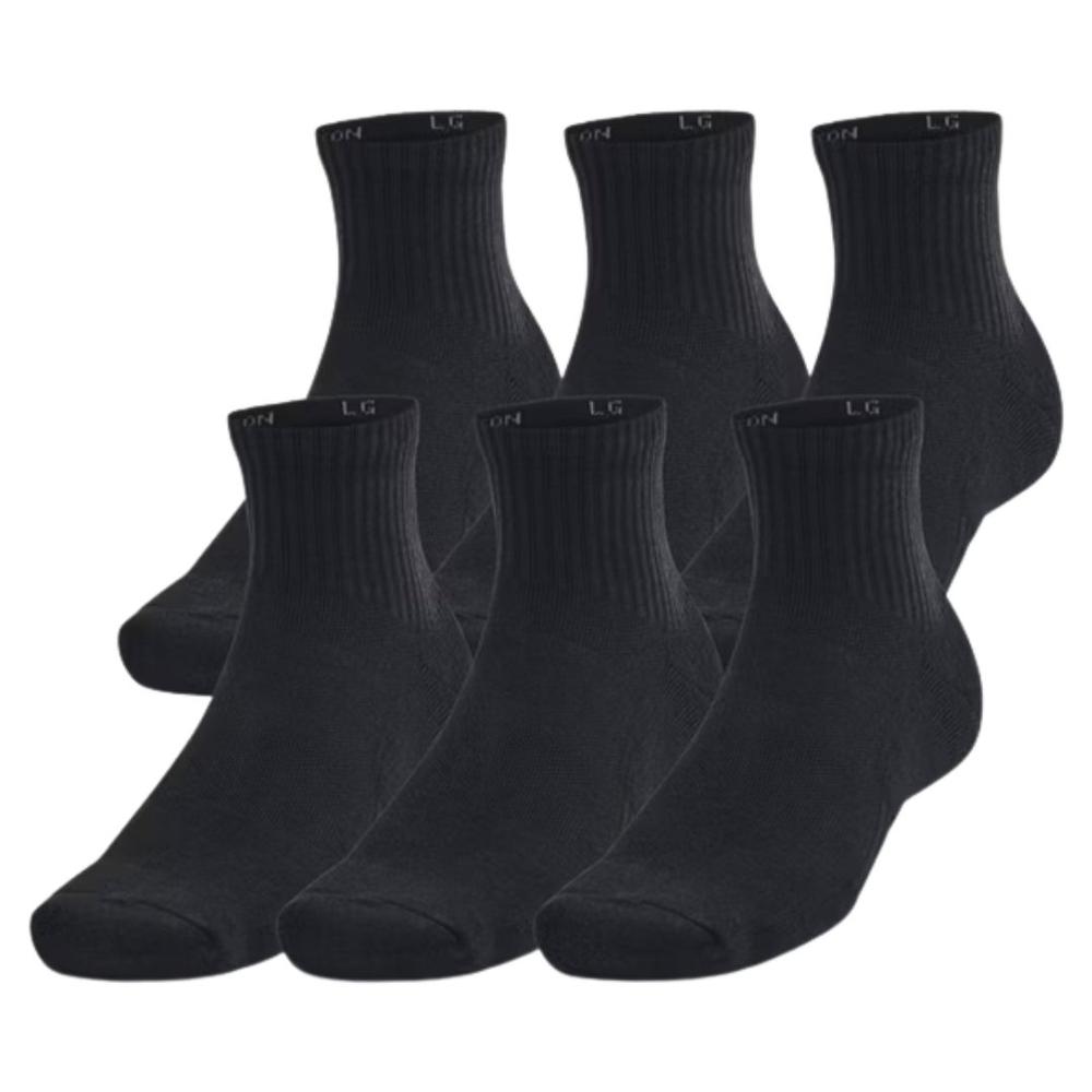 Under Armour Unisex UA Training Cotton Quarter Socks (6-Pack) BLACKBLACKWHITE