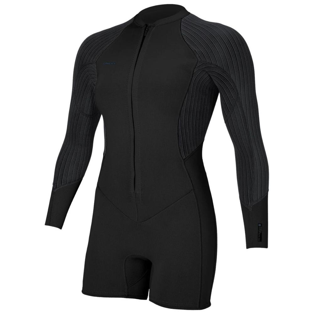 O'Neill Women's Hyperfreak 2mm Front Zip Long Sleeve Surfsuit BLK/BLK