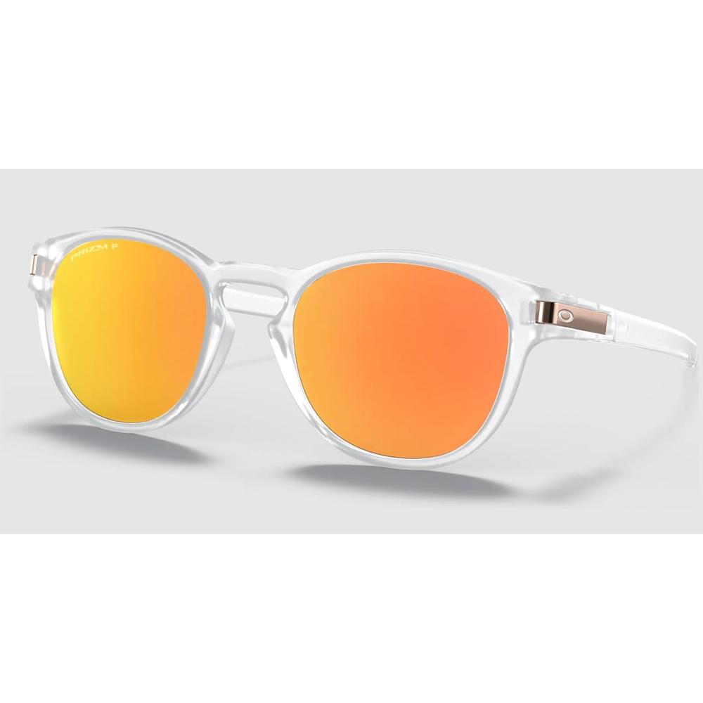  Oakley Latch Matte Clear/Prizm Rose Gold Polarized Sunglasses