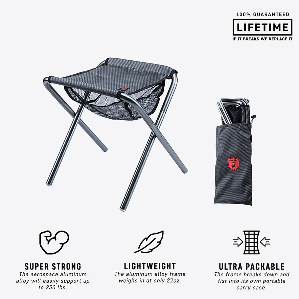 COLLAPSIBLE CAMP STOOL BLACK/SILVER