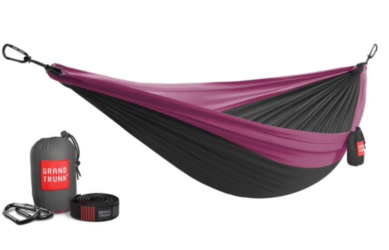 Grand Trunk Double Deluxe Parachute Nylon Hammock - Multiple Colors CHARCOAL/MAGENTA