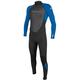 O'Neill Youth Reactor-2 3/2 Back Zip Full Wetsuit BLK/OCEAN