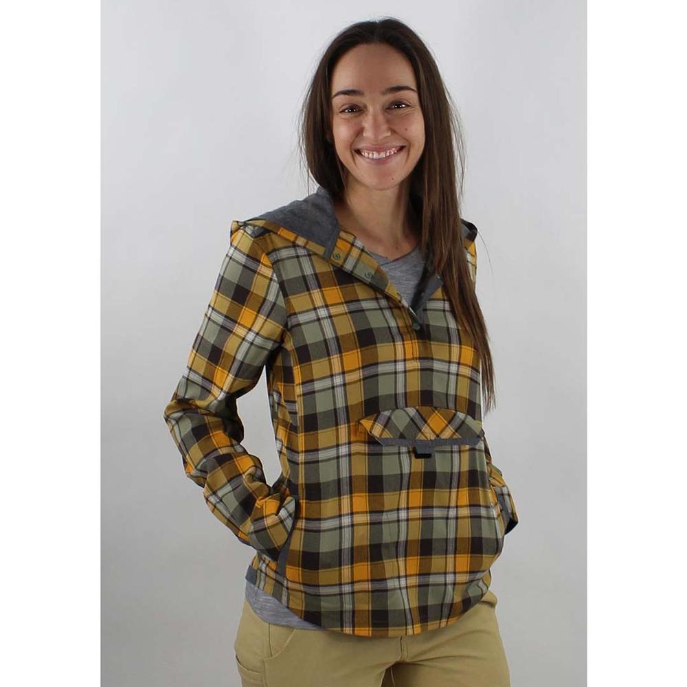 POP OVER FLANNEL HOODY KHAKIBRN/MAIYELLOW