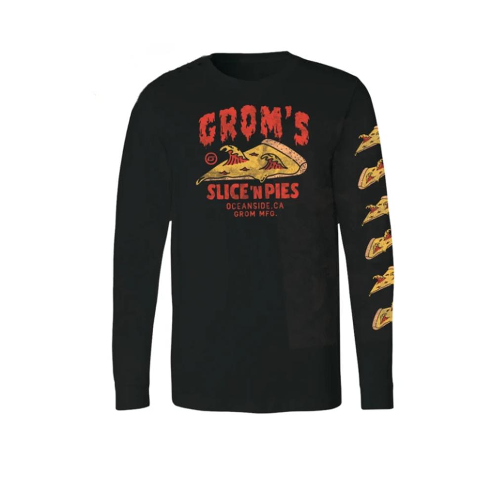 Grom Boys' Pizza Long Sleeved Shirt BLACK