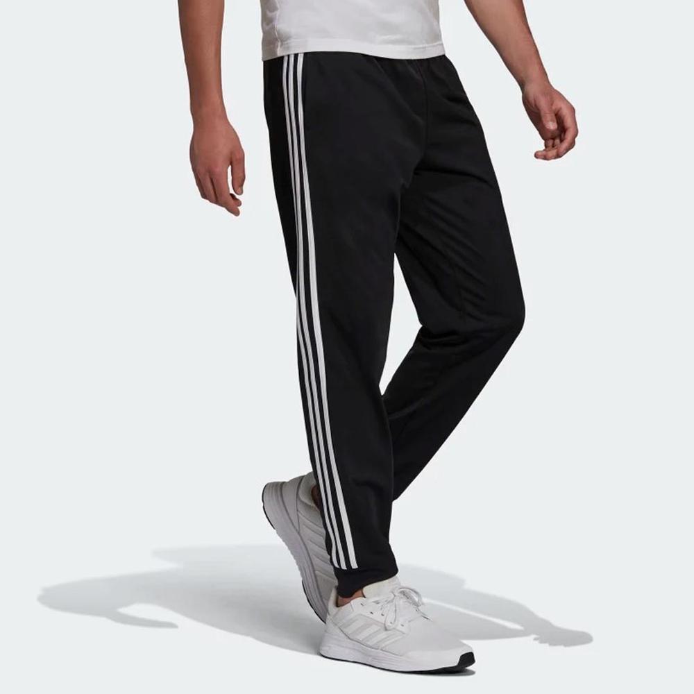 Adidas Men's Essentials Warm-Up Tapered 3-Stripes Track Pants BLACK/WHITE