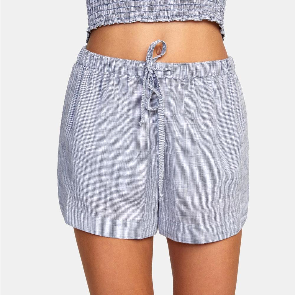 RVCA Women's Houndstooth New Yume Drawcord Shorts BLUEGREY