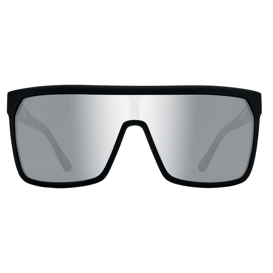 PY Flynn Polarized Sunglasses Soft Matte Black / Happy Gray Green Polar w Silver Spectra Mirror
