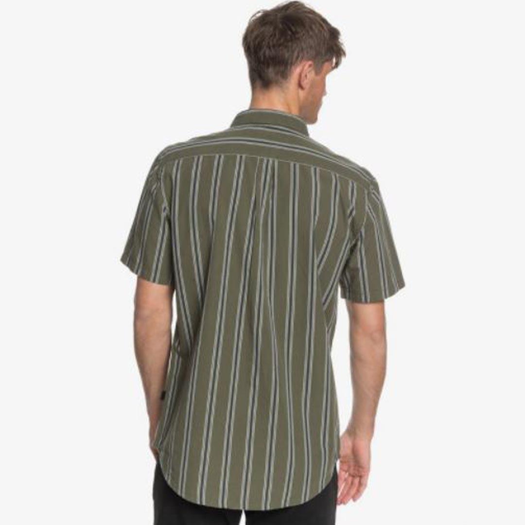QuickSilver Men's Vertical Stripe Short Sleeve Shirt-Back