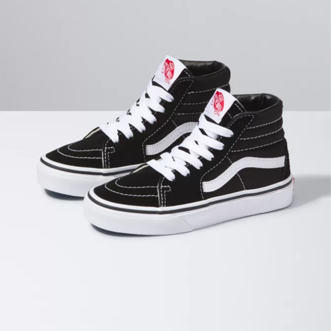 Vans Kids' Black/Authentic White Easy Logo Sk8-Hi Shoes
