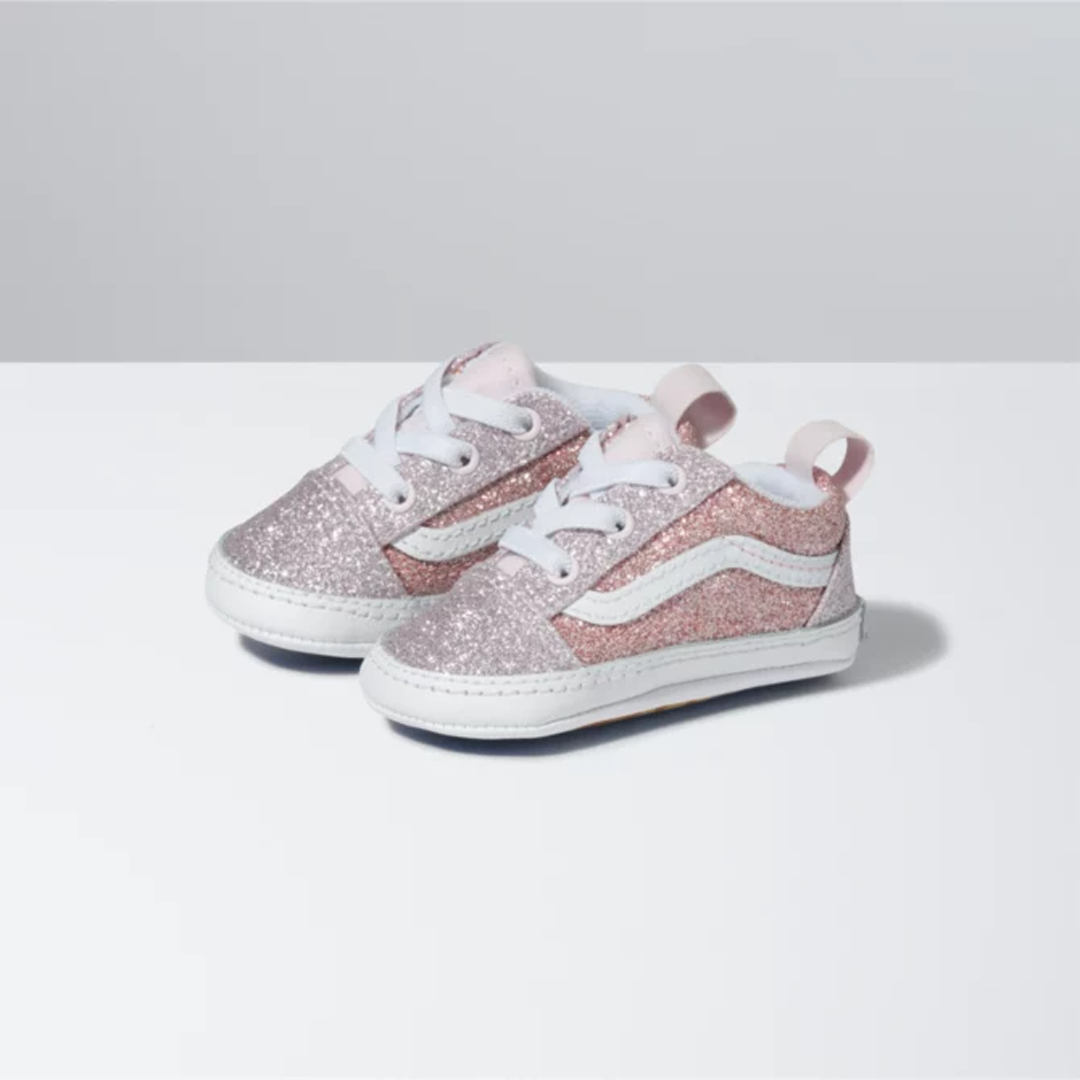 Vans Infant 2-Tone Orchid Ice/Powder Pink Glitter Old Skool Crib Shoes
